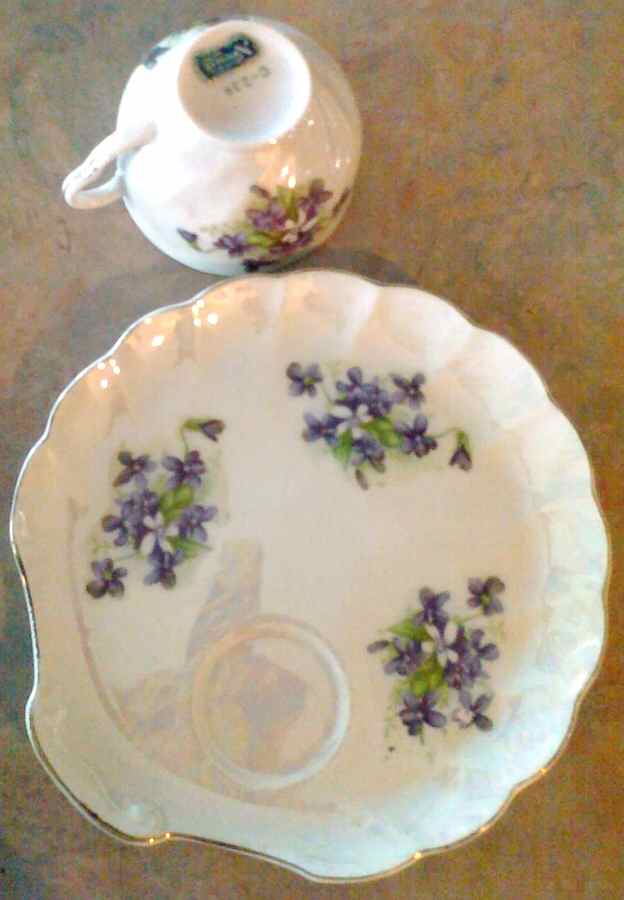 Sweet Violets Snack Plate & Cup Set by Norcrest-1