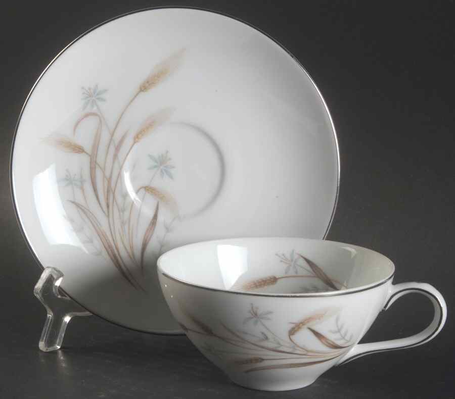 Wheat Bouquet Flat Cup & Saucer Set by Norcrest-1