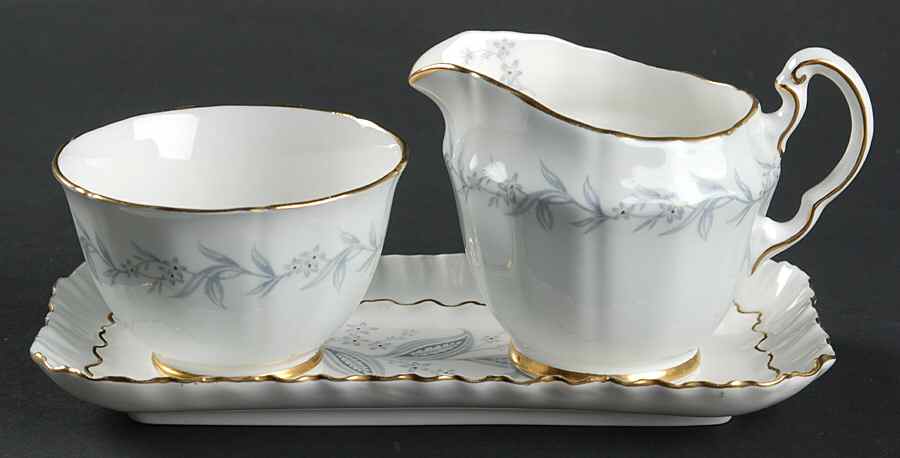 Morning Mist (Scalloped) Mini Creamer & Open Sugar with Tray by Northumbria-1