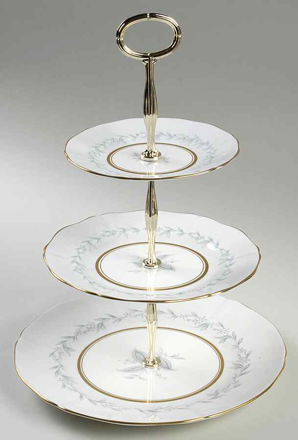 Morning Mist (Scalloped) 3-Tiered Serving Tray (DP, SP, BB) by Northumbria-1