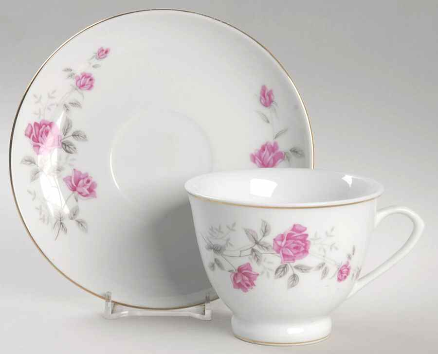 Victorian Rose Rim Footed Cup & Saucer Set by Northridge-1