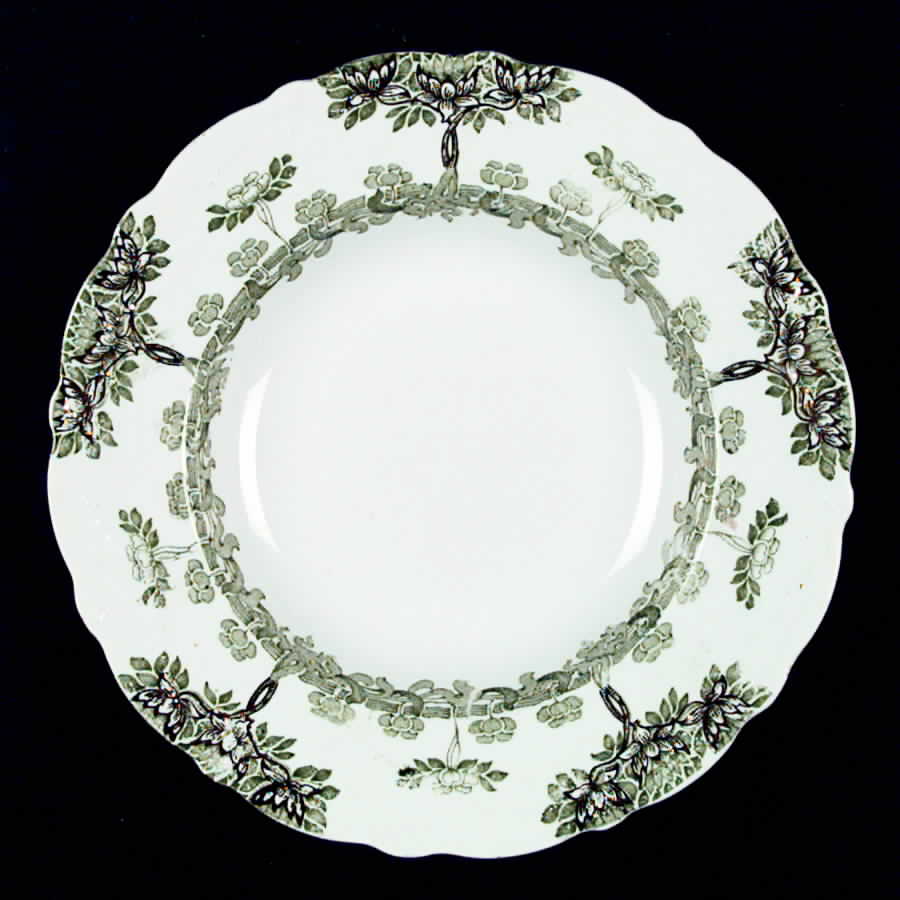 Harvard Green Rim Soup Bowl by New Wharf-1