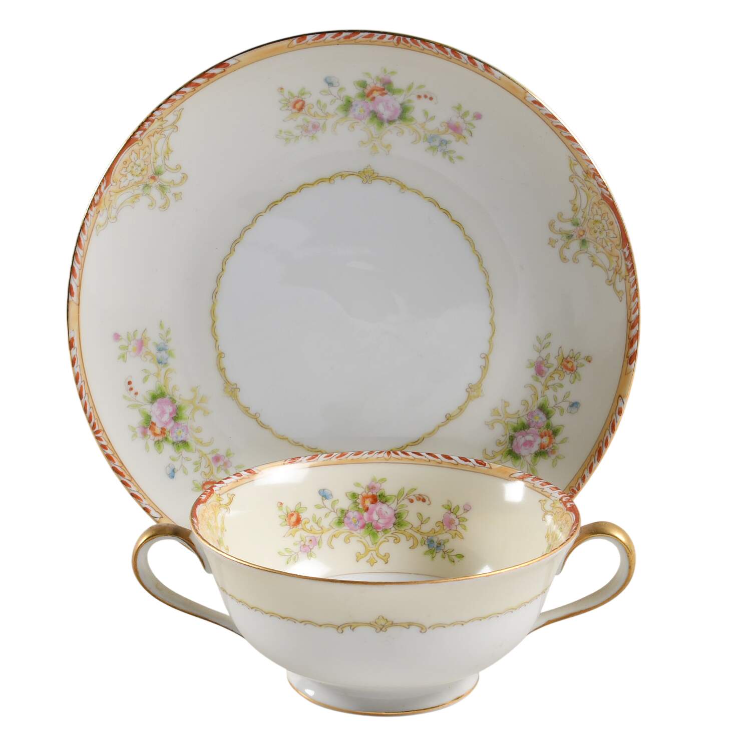 N951 Footed Cream Soup Bowl & Saucer Set by Noritake-1