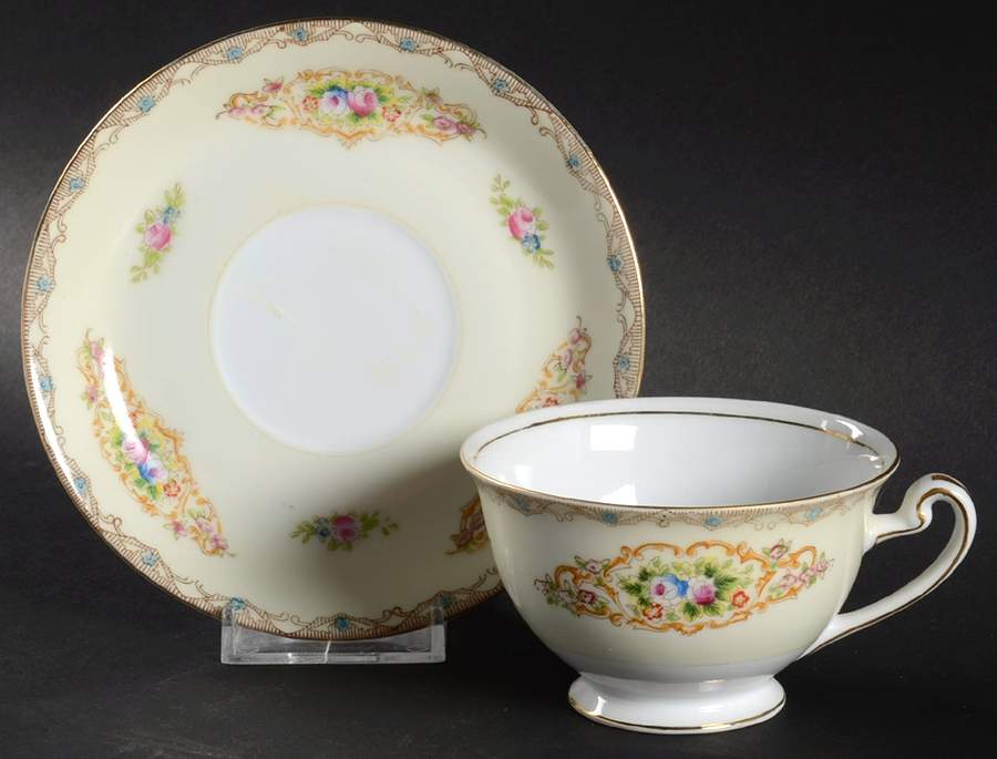 NAT17 Footed Cup & Saucer Set by National China-1