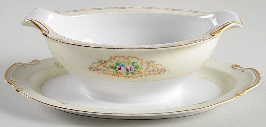 NAT17 Gravy Boat with Attached Underplate by National China-1