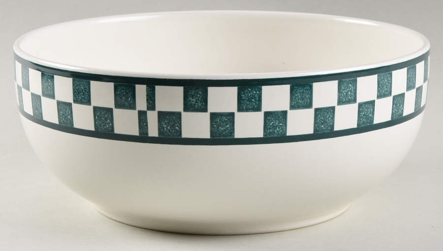 Checks Evergreen 9" Round Vegetable Bowl by Nancy Calhoun-1