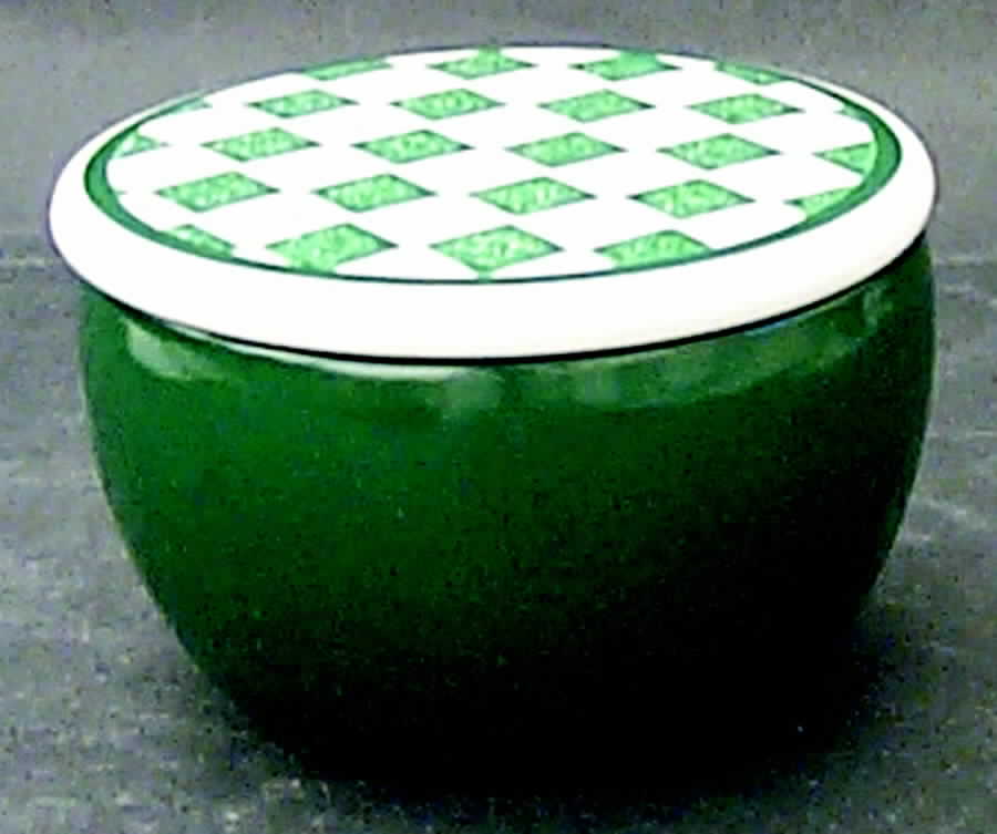 Checks Evergreen Sugar Bowl & Lid by Nancy Calhoun-1
