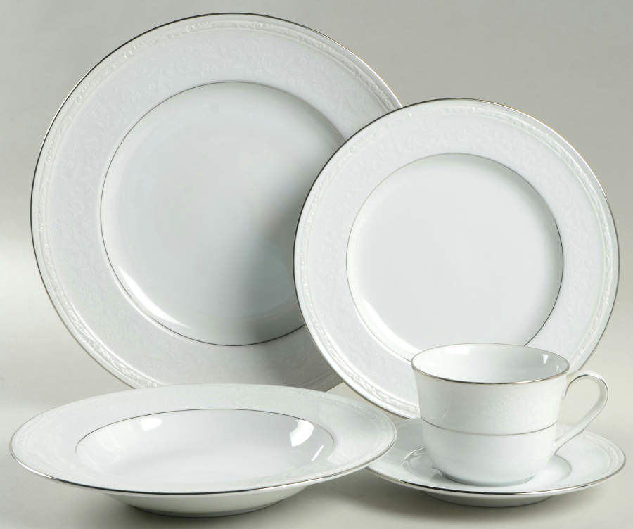 Whitecliff Platinum 5 Piece Place Setting by Noritake-1
