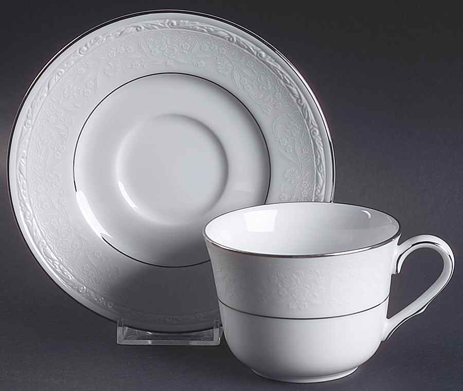 Whitecliff Platinum Flat Cup & Saucer Set by Noritake-1