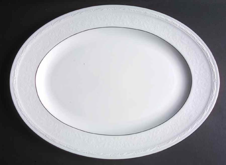 Whitecliff Platinum 16" Oval Serving Platter by Noritake-1