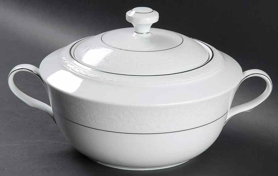 Whitecliff Platinum Round Covered Vegetable by Noritake-1