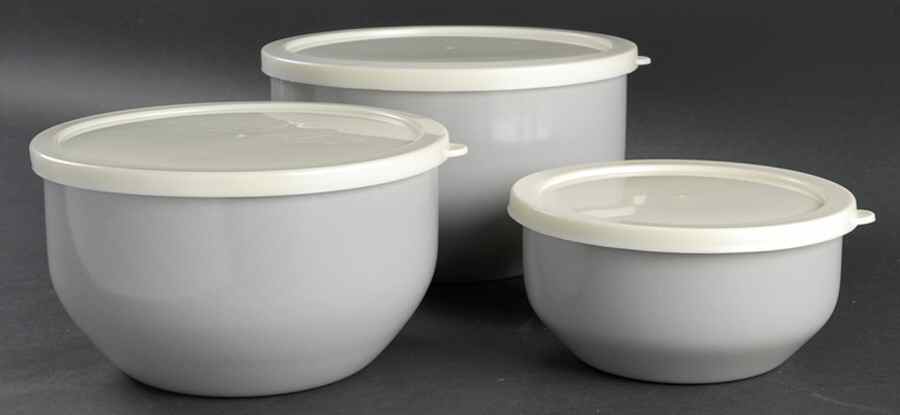 Colorwave Gray 3 Pc Metal Bowl W/Plastic Lids(5 3/4",6 7/8"&7 3/4 by Noritake-1