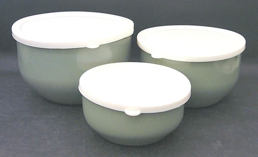 Colorwave Green 3 Pc Metal Bowl W/Plastic Lids(5 3/4",6 7/8"&7 3/4 by Noritake-1