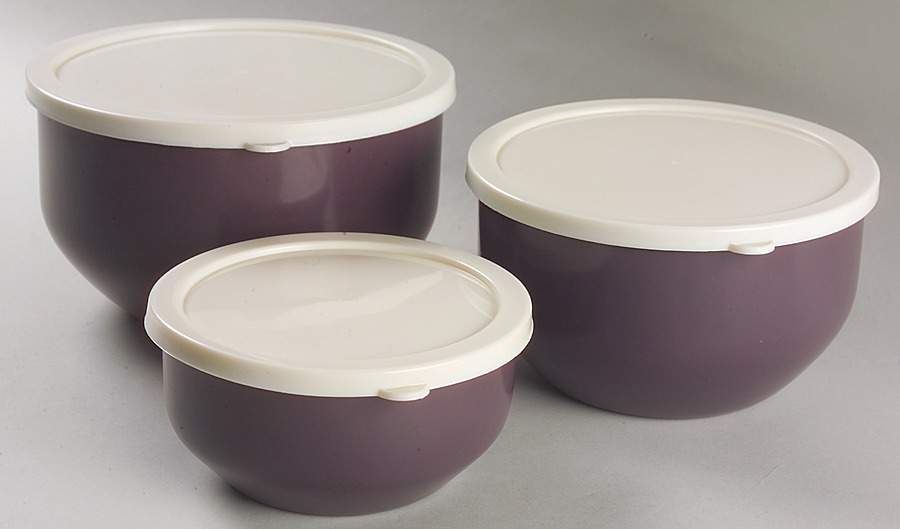 Colorwave Purple 3 Pc Metal Bowl W/Plastic Lids(5 3/4",6 7/8"&7 3/4 by Noritake-1