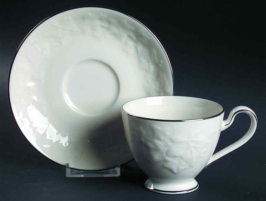 Halls of Ivy Platinum Footed Cup & Saucer Set by Noritake-1