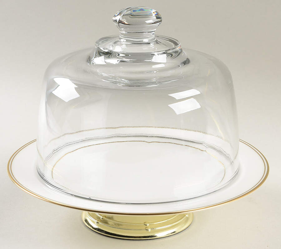 Golden Traditions 6 1/2"-7 1/2" Footed Cheese Plate w/ Glass Dome HC by Noritake-1