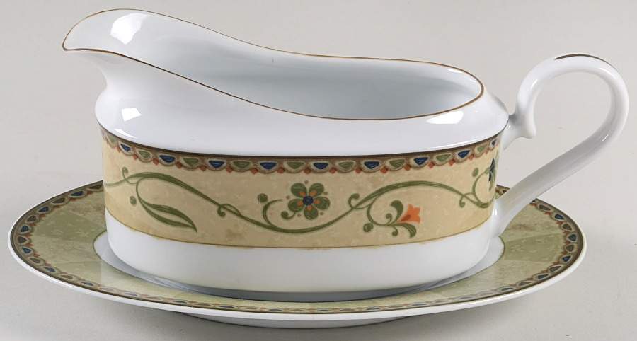 Honeycone Gravy Boat & Underplate by Noritake-1