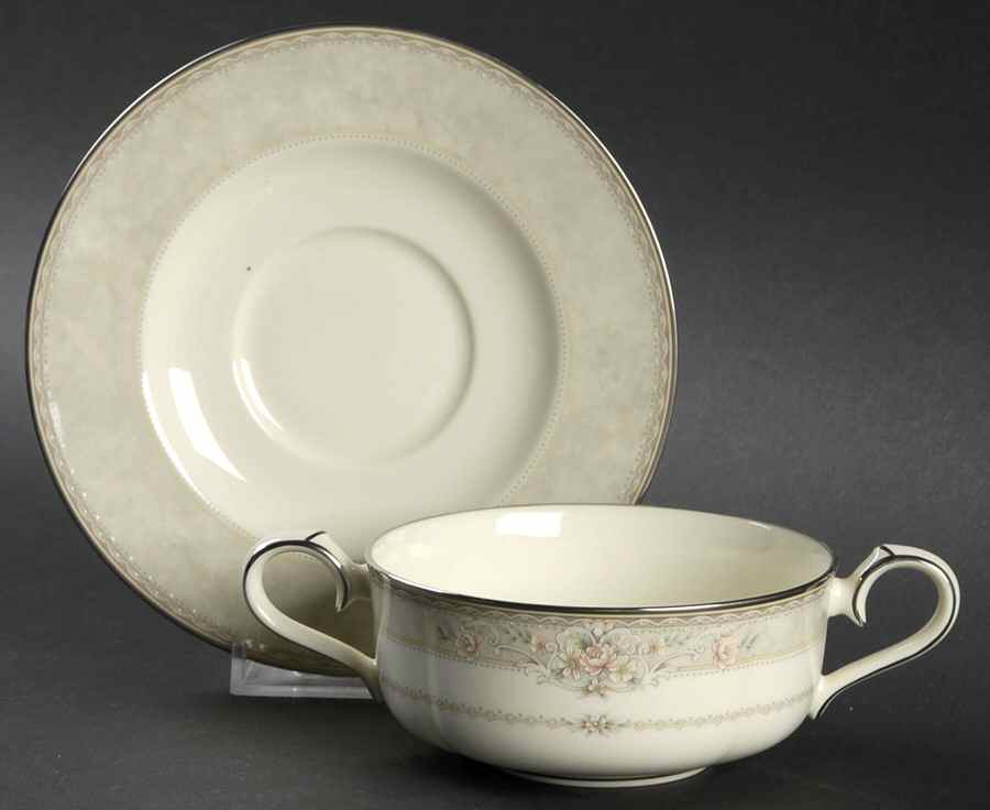 Newcastle Flat Cream Soup Bowl & Cup Saucer Set by Noritake-1