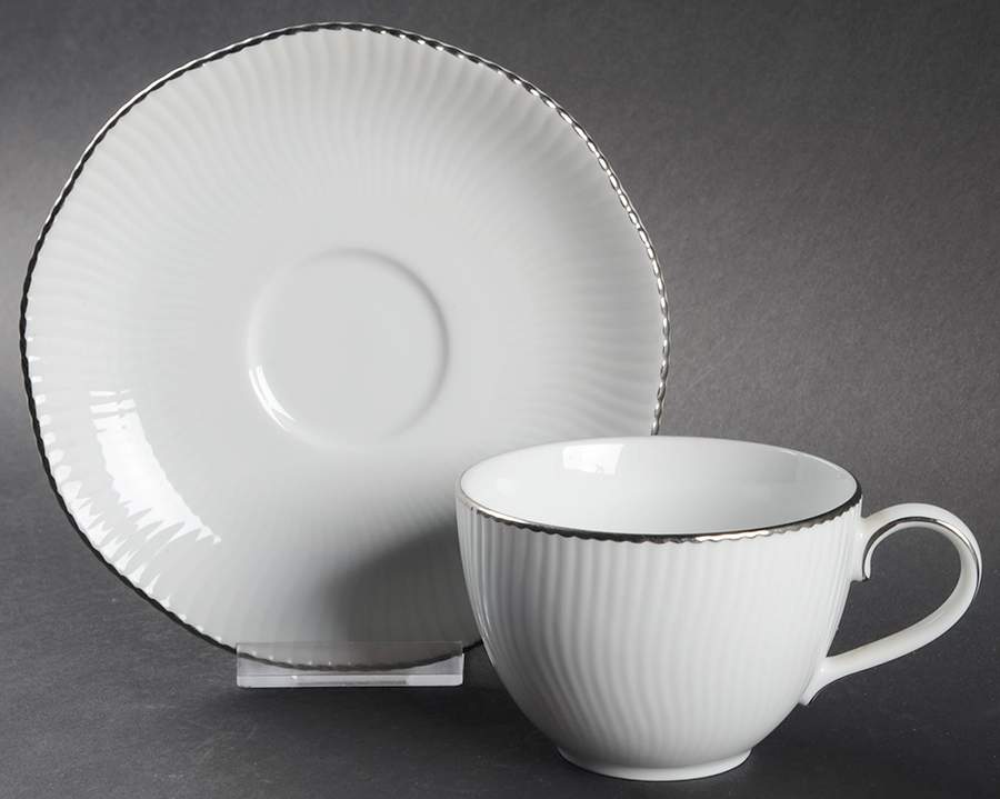 Pacific Hill Platinum Flat Cup & Saucer Set by Noritake-1