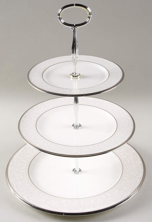 Silver Palace 13 7/8"-14 1/4" 3-Tiered Serving Tray(DP,SP,BB) HC by Noritake-1