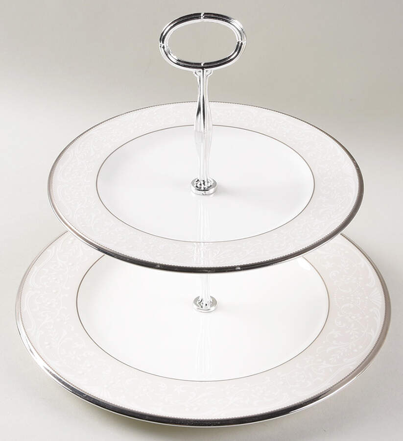 Silver Palace 6 5/8"-10"  2 Tiered Serving Tray (Dp, Sp) HC by Noritake-1