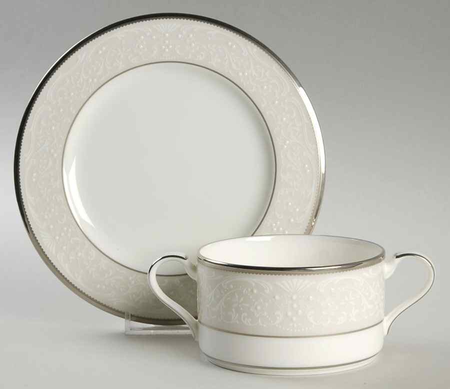 Silver Palace Cream Soup Bowl & Bread Plate/Saucer Set by Noritake-1