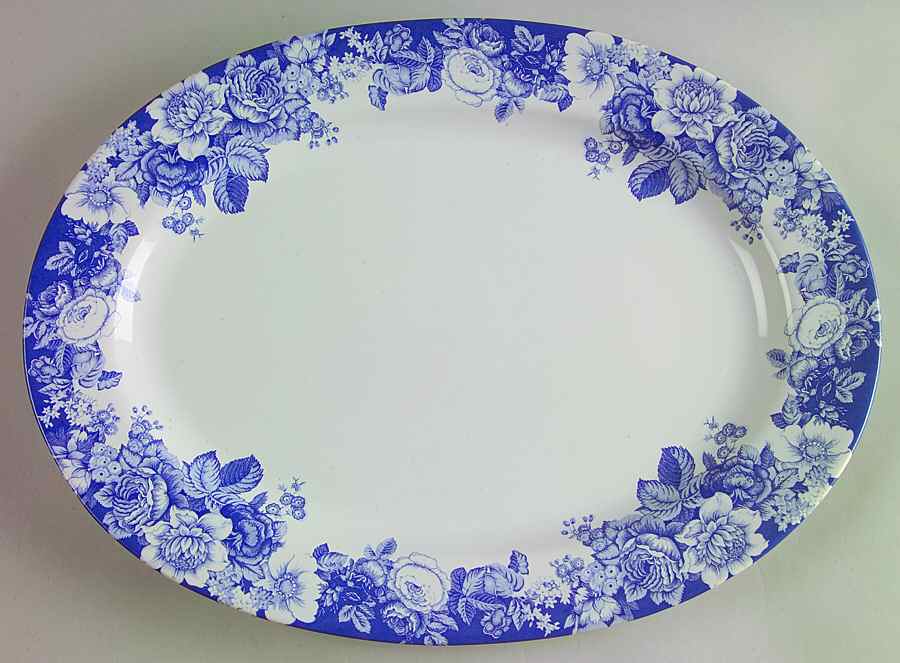 Indigo Rose 14" Oval Serving Platter by Nautica-1