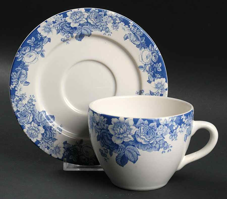 Indigo Rose Flat Cup & Saucer Set by Nautica-1