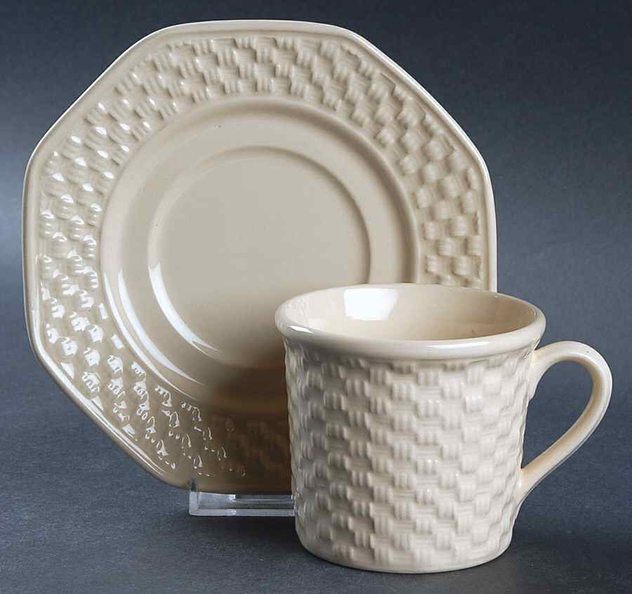 Rattan Flat Cup & Saucer Set by Nautica-1