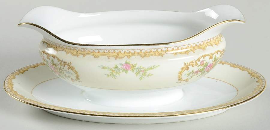 Mystery #154 Gravy Boat with Attached Underplate by Noritake-1