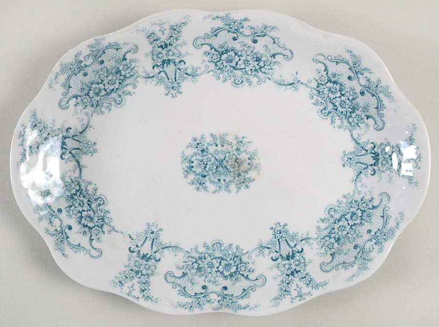 Monarch Blue Green 12" Oval Serving Platter by New Wharf-1