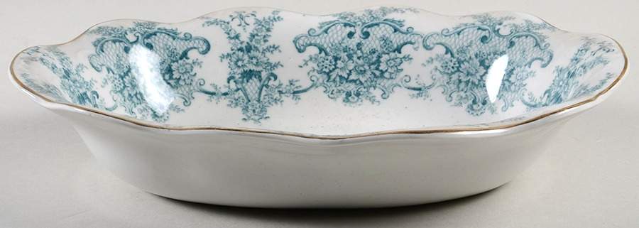 Monarch Blue Green 10" Oval Vegetable Bowl by New Wharf-1