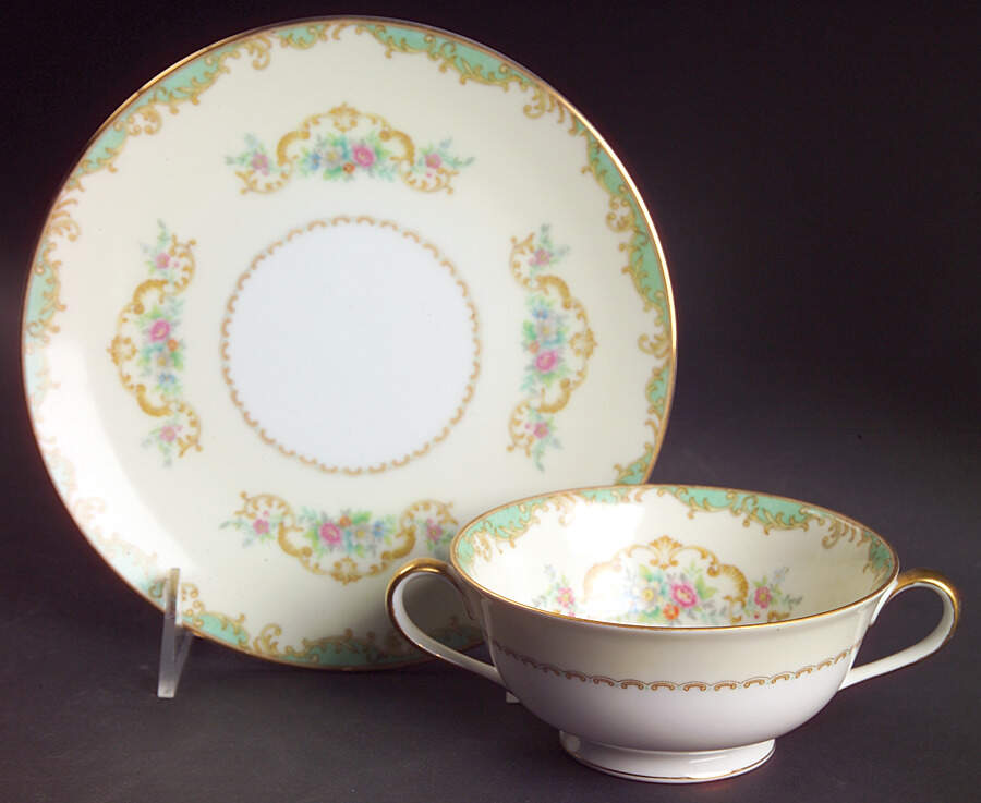 N1087 Footed Cream Soup Bowl & Saucer Set by Noritake-1