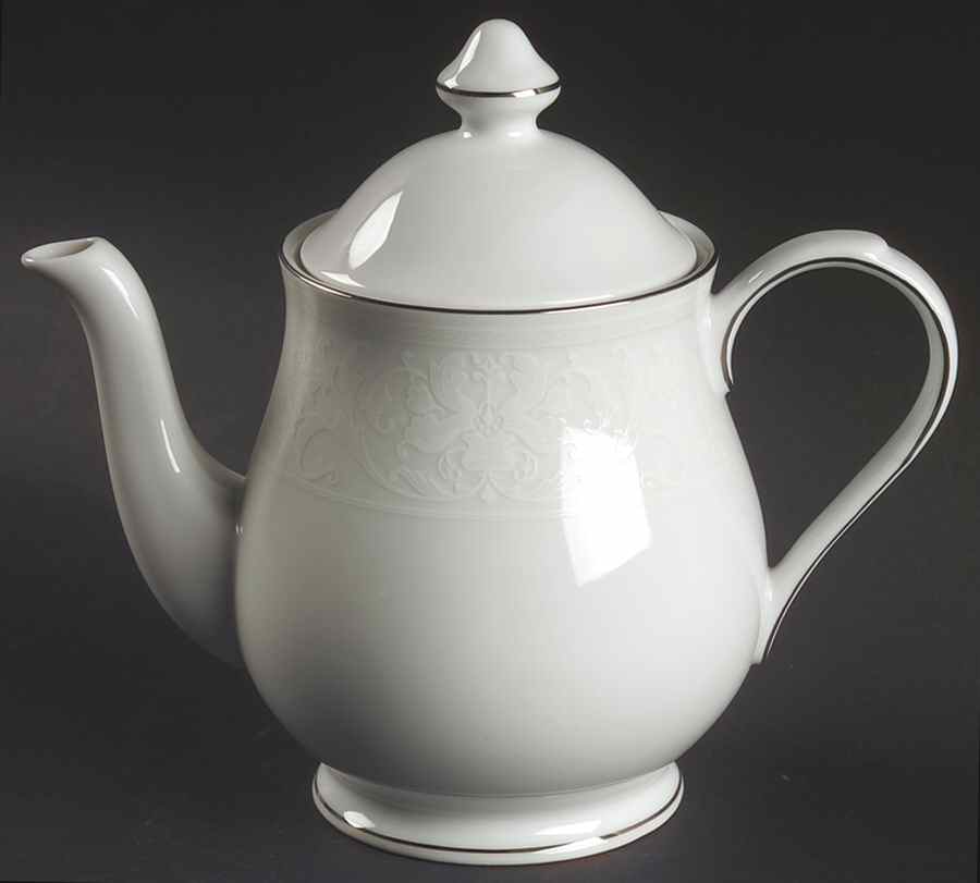 White Lace Platinum Teapot & Lid by Nikko-1