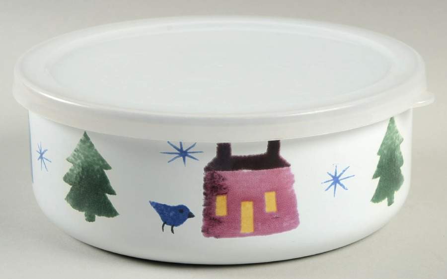 Winter Wonderland 6 5/8" Metal Bowl W/Plastic Lid by Nikko-1
