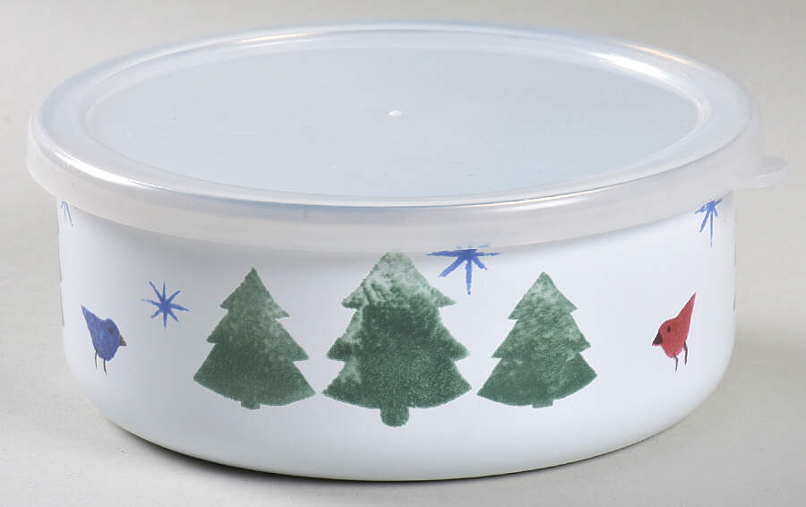 Winter Wonderland Bowl-Metal 5 7/8"  with Plastic Lid by Nikko-1