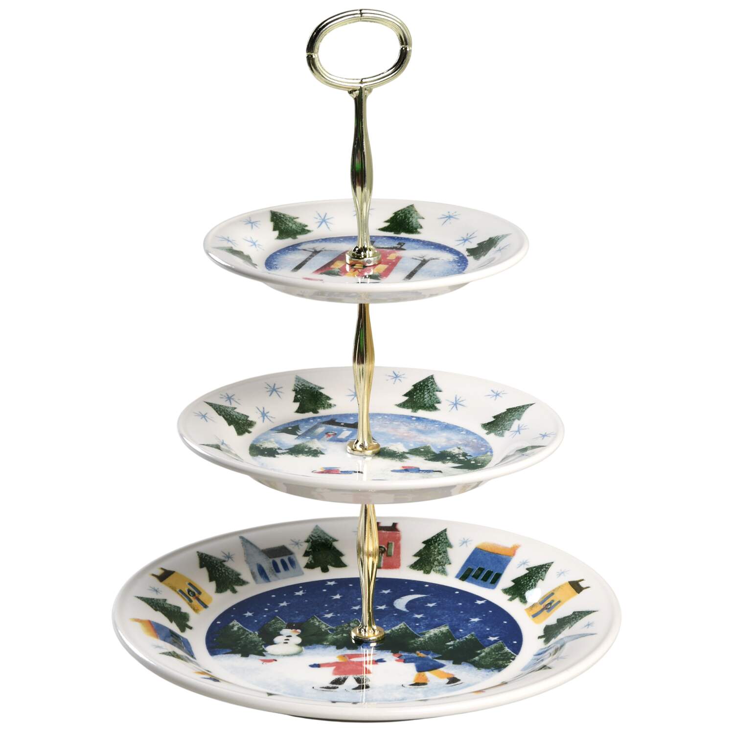Winter Wonderland 13 7/8"-14 1/4" 3-Tiered Serving Tray(DP,SP,BB) HC by Nikko-1