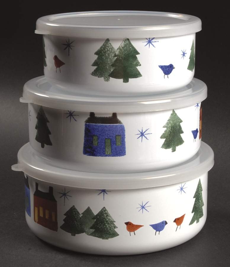 Winter Wonderland 3pc Metal Bowls&Plastic Lids (5 7/8",6 5/8",7 1/4) by Nikko-1