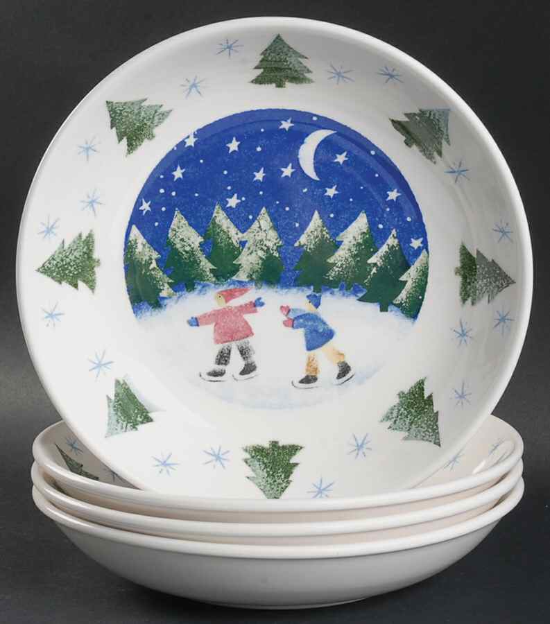 Winter Wonderland 8" Soup/Pasta Bowls - Set of 4 by Nikko-1