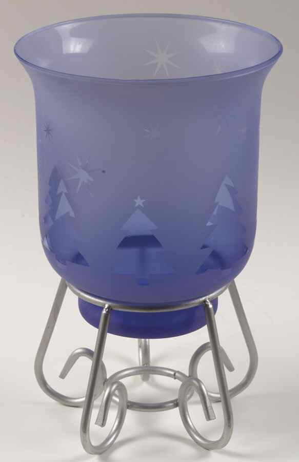 Winter Wonderland (2 Pc) Glassware Pedestal Hurricane & Metal Stand by Nikko-1