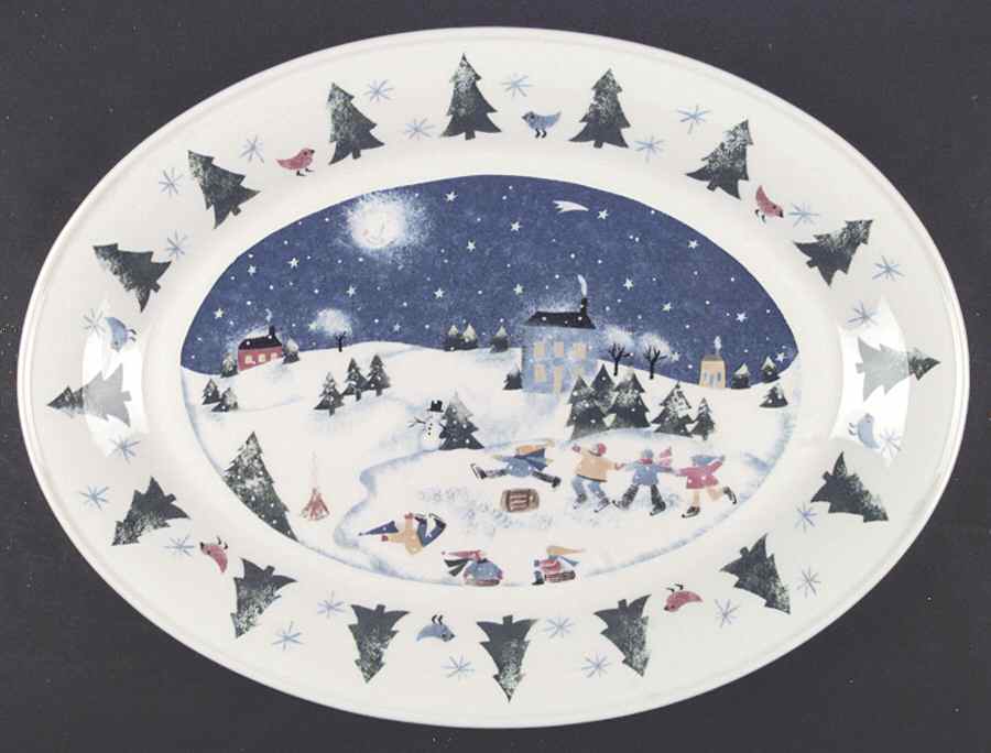Winter Wonderland 18" Oval Serving Platter by Nikko-1