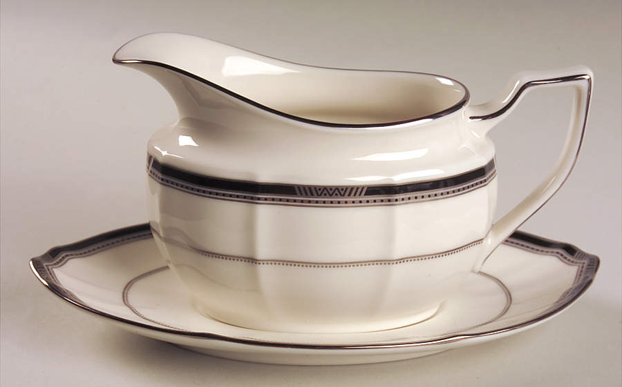 Gilded Platinum Gravy Boat & Underplate by Noritake-1