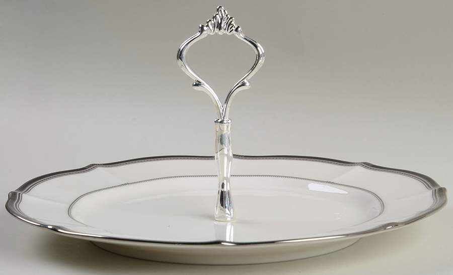 Gilded Platinum Round Serving Plate with Handle (DP) by Noritake-1