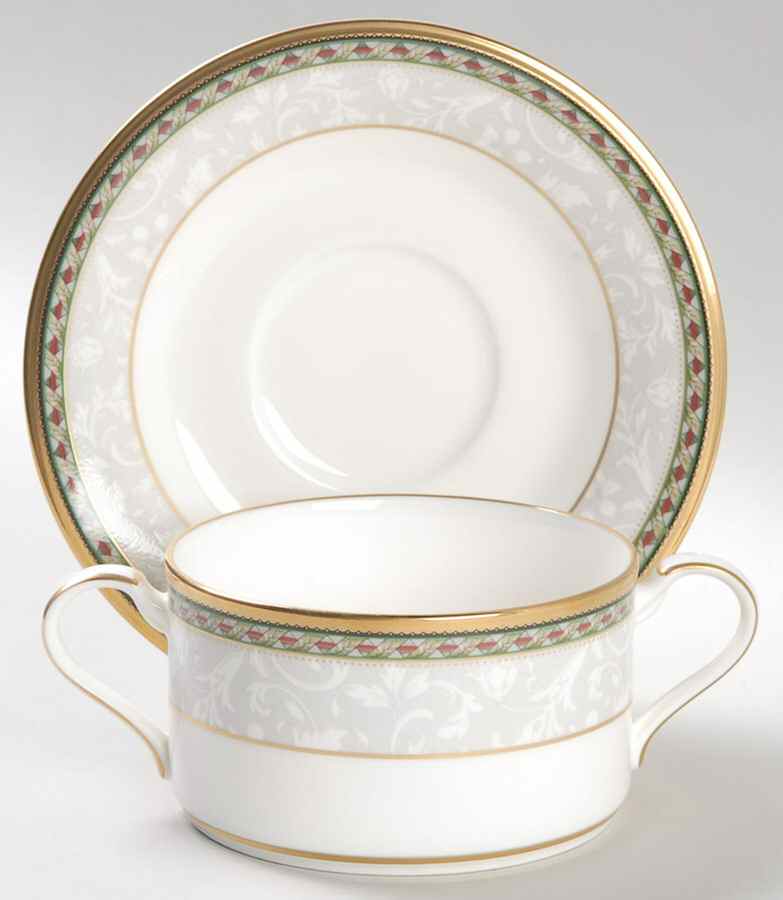 Langsdale Flat Cream Soup Bowl & Cup Saucer Set by Noritake-1