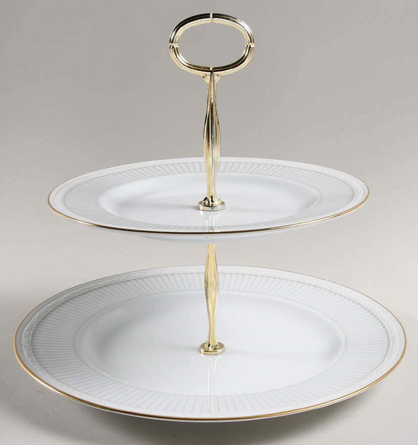 Sheridan Gold 6 5/8"-10"  2 Tiered Serving Tray (Dp, Sp) HC by Noritake-1