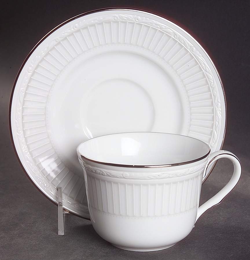 Sheridan Platinum Flat Cup & Saucer Set by Noritake-1