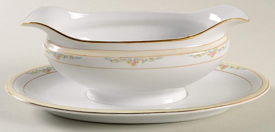Roseleigh Gravy Boat with Attached Underplate by Noritake-1