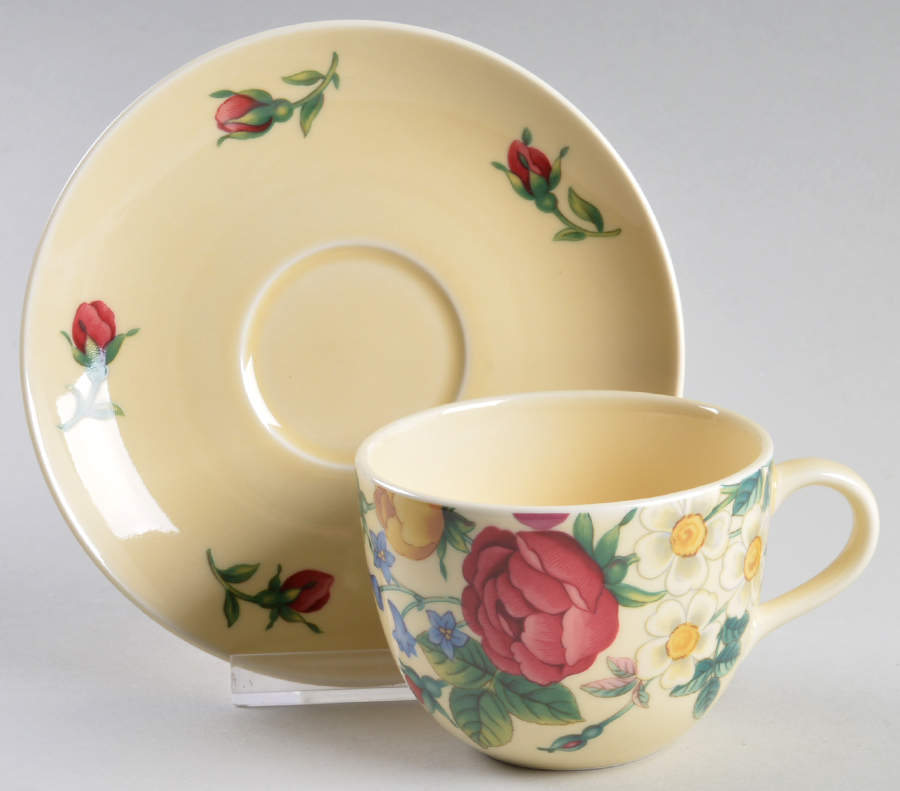 Rose Garden Flat Cup & Saucer Set by Nikko-1