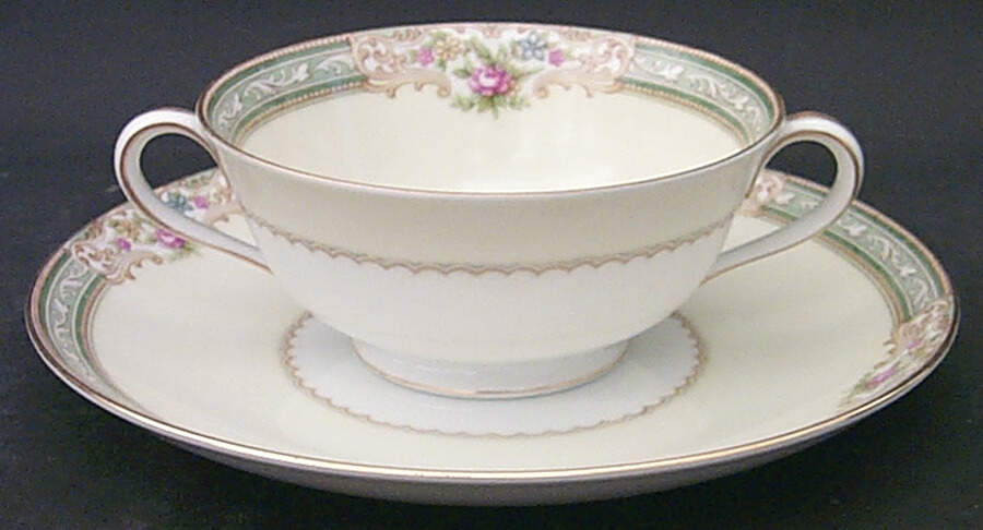 Lynbrook (4724 & NO #) Footed Cream Soup Bowl & Saucer Set by Noritake-1