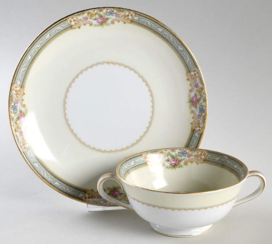 Lynbrook (4724 & NO #) Footed Cream Soup Bowl & Saucer Set by Noritake-1
